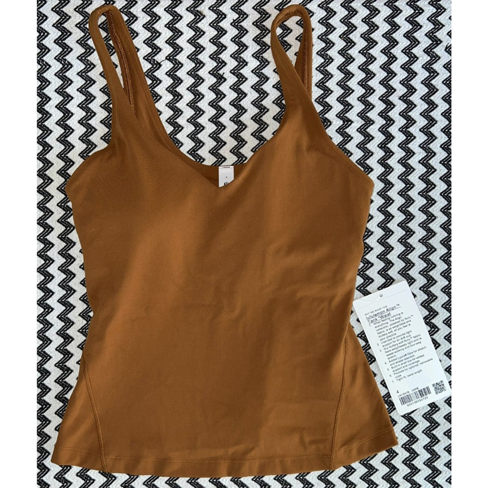 NEW lululemon Align Align Waist-Length Tank Top Light Support Copper Brown Sz 4